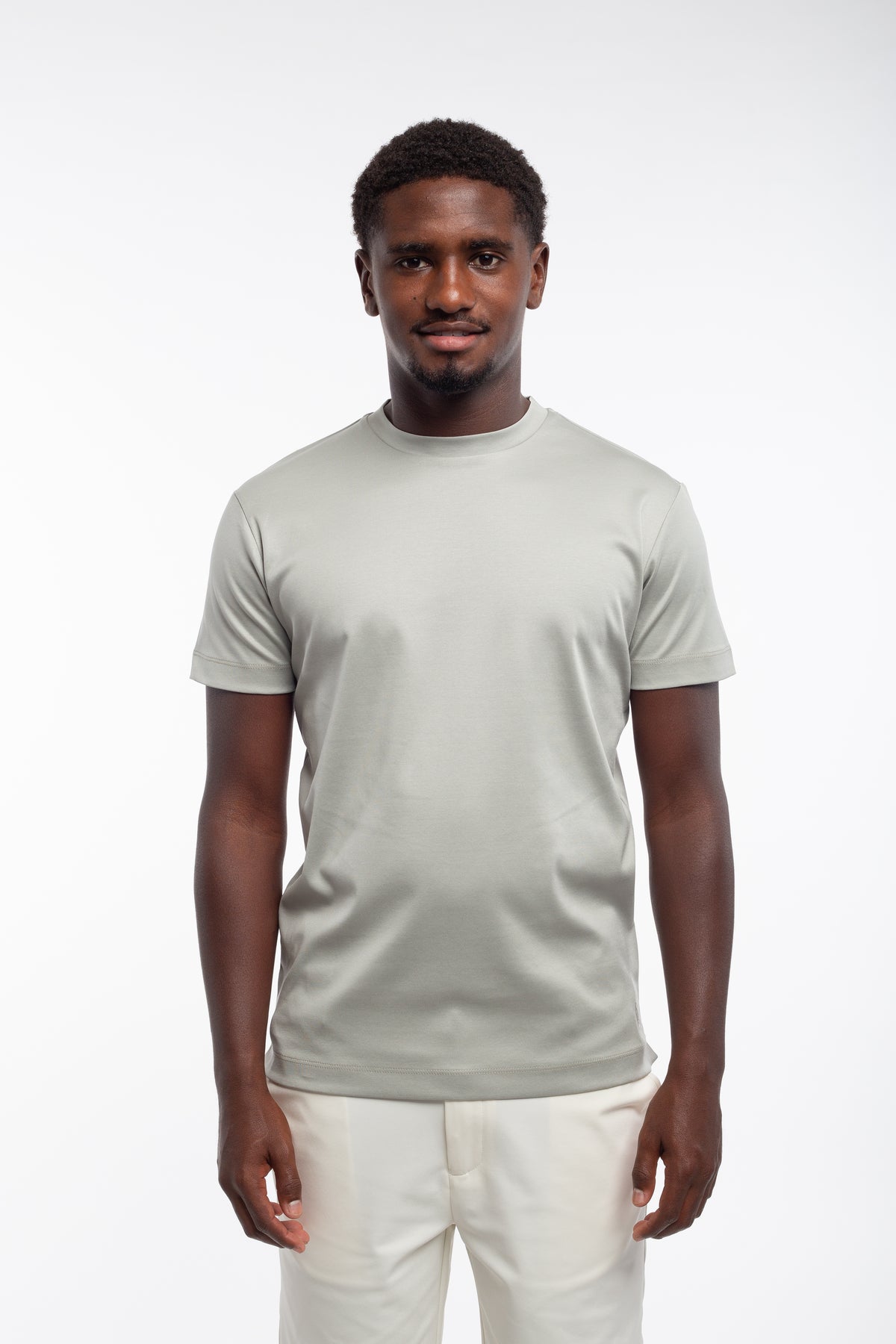 Light grey mercerized T-shirt