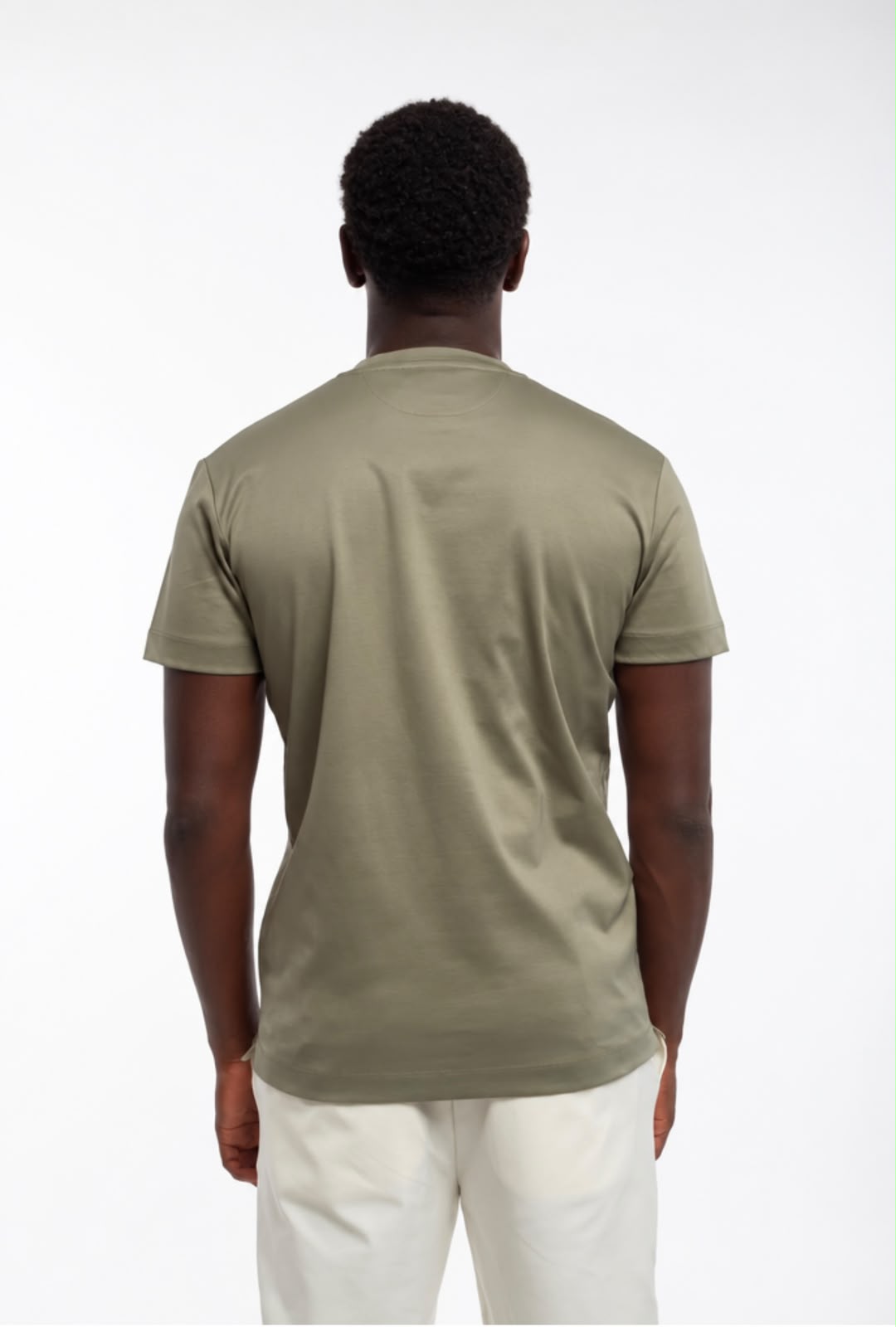 Mercerized T-shirt khaki van Lupo Nero – achterkant