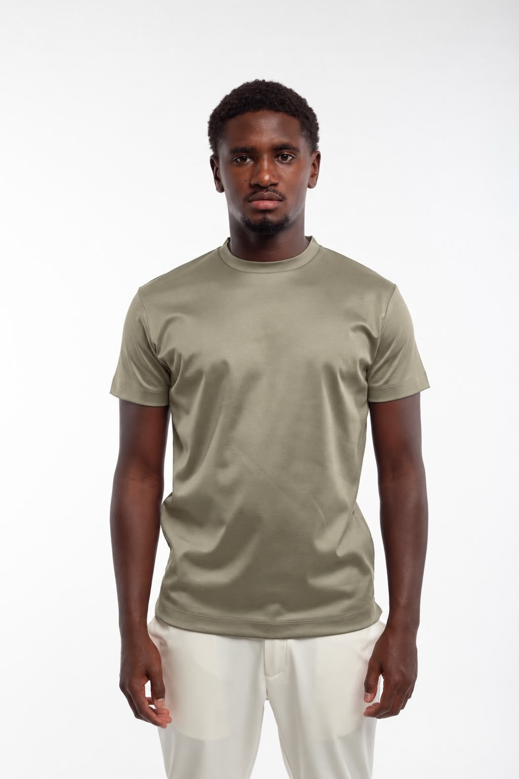 Mercerized T-shirt khaki van Lupo Nero