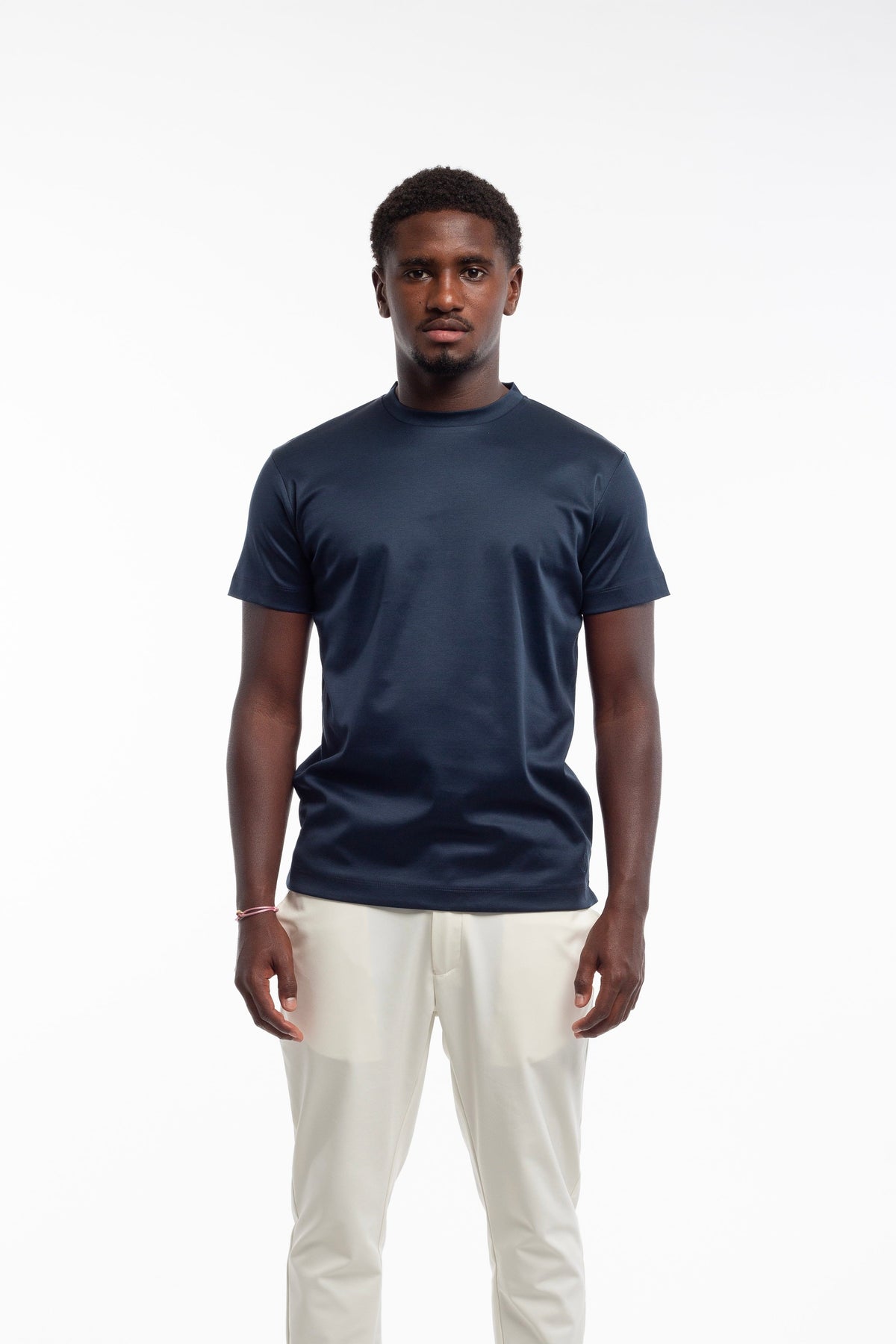 Mercerized T-shirt navy van Lupo Nero