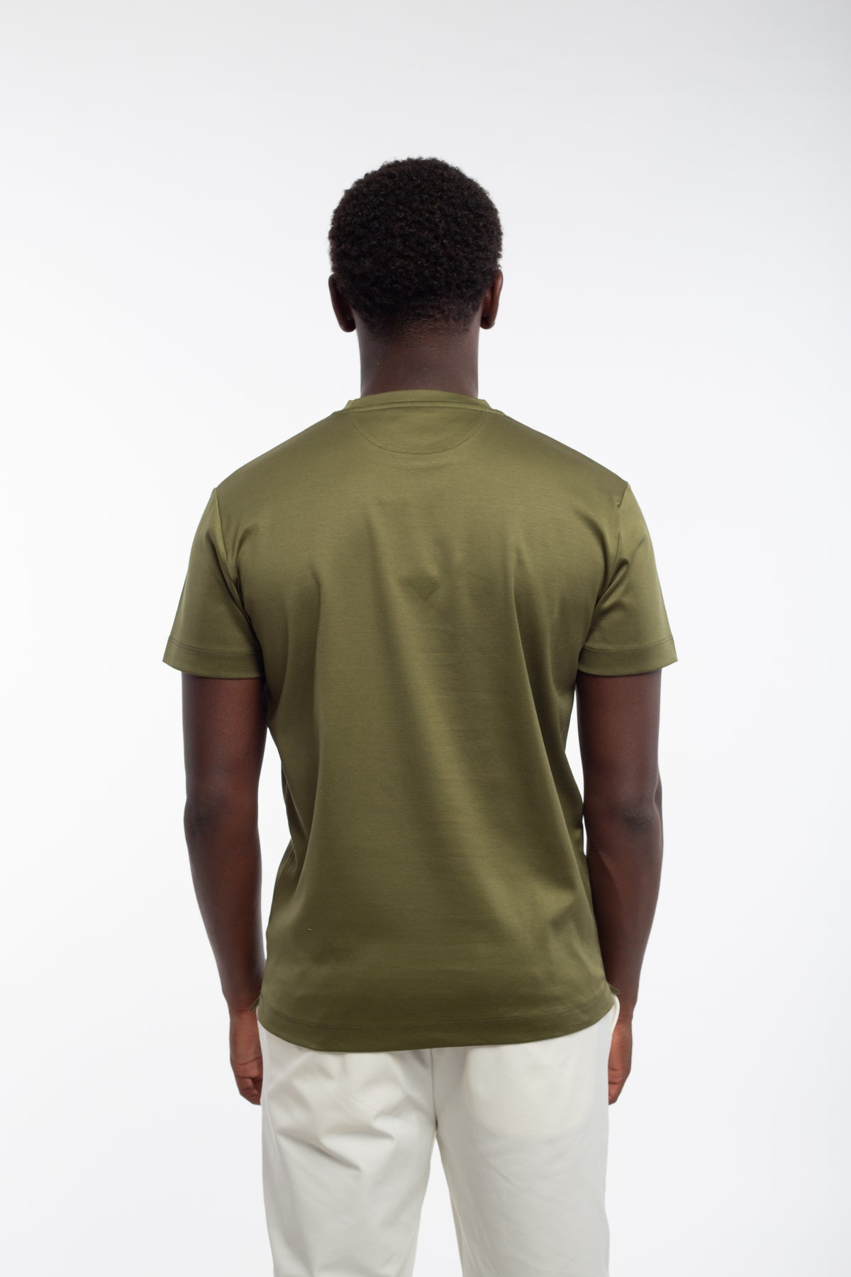 Mercerized T-shirt olijfgroen van Lupo Nero – foto 4